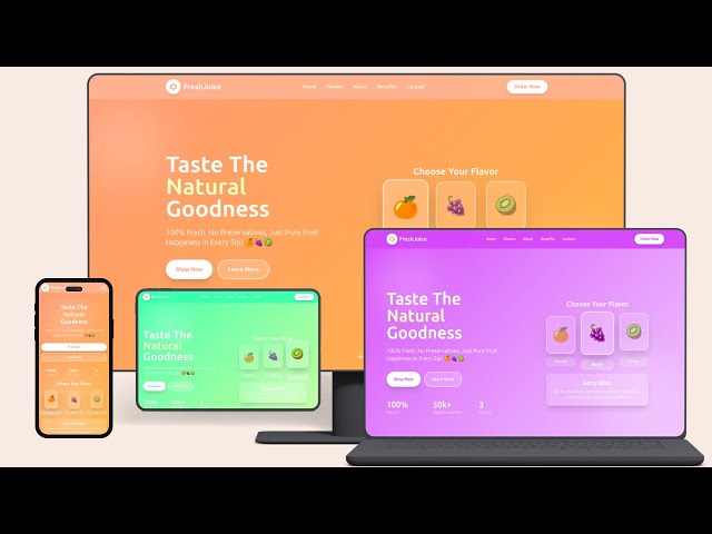 HTML Tailwind CSS Animated Juice Landing Page Free Download Template