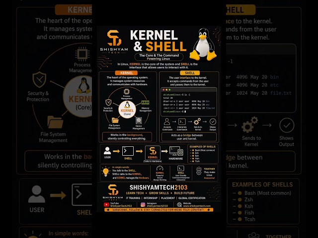 Kernel & Shell in Linux 🐧 | Understand Linux Basics Easily | ShishyamTech2103