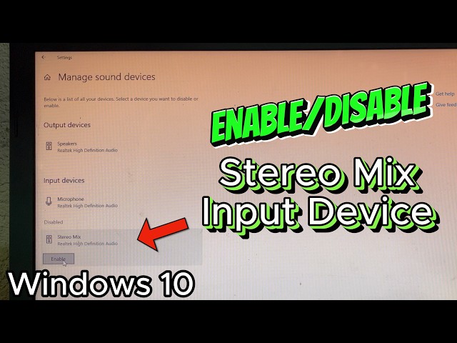 How to Enable or Disable Stereo Mix Input Device in Windows 10 PC/Laptop