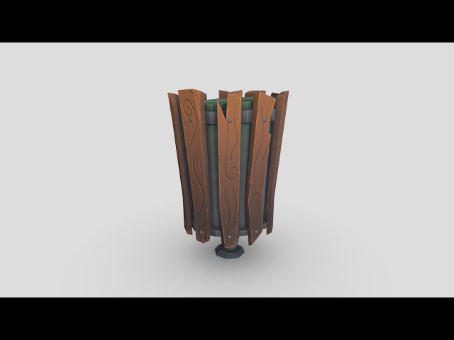 Stylized Outdoor Bin: 3D Model & Texture Time-lapse