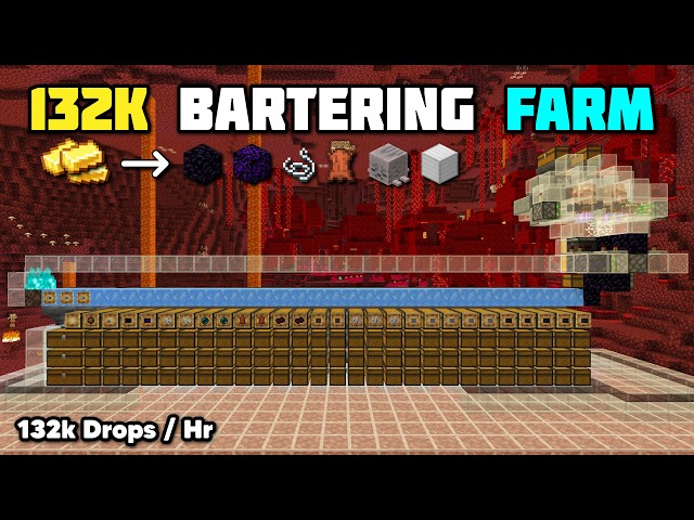 Minecraft Bartering Farm - Easy 132k Items per Hour