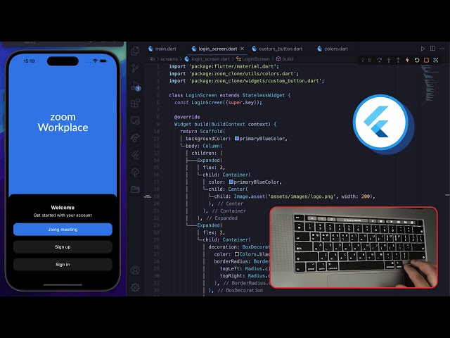 ASMR Programming | Flutter Zoom Login Screen UI | Zoom Clone - NO TALKING