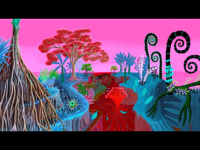 Arkadia Zoomquilt - infinite zoom surreal botanical dreamscape painting - 4K