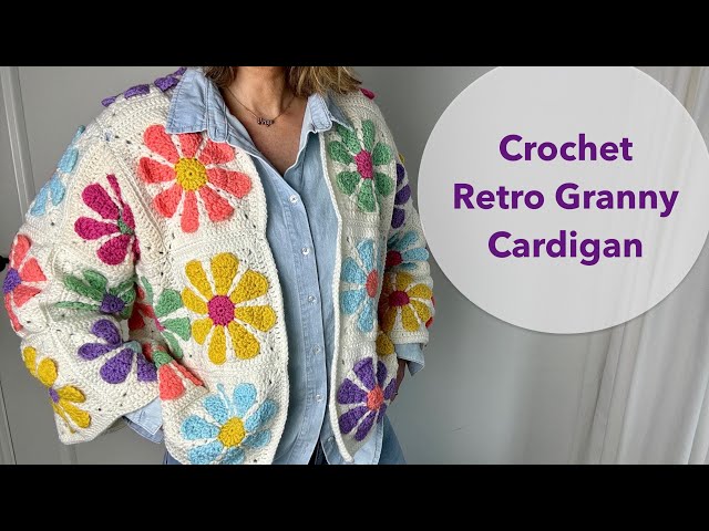 Crochet retro granny square cardigan | Daisy granny square ❊ 🌼 (step-by-step Tutorial)