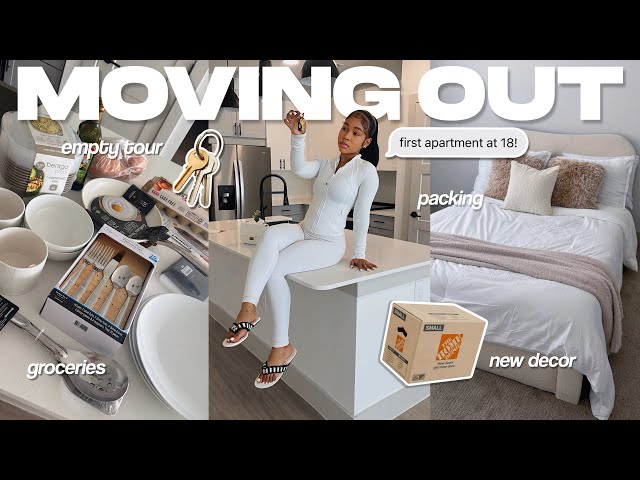 MOVING OUT ALONE AT 18! empty apt tour, unpacking, first night, got my keys