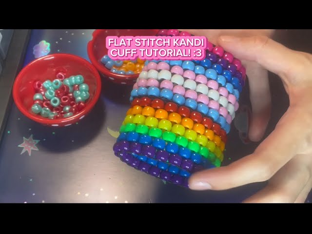 How to Make a Flat Stitch Kandi Cuff!! (Beginner Kandi Tutorial) ✨