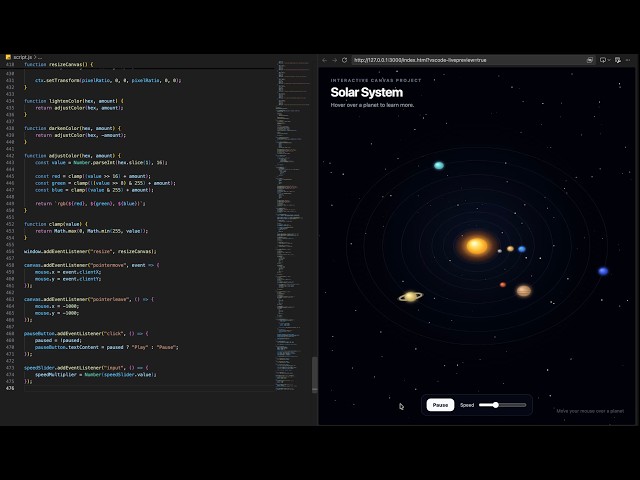 Build a Solar System in JavaScript | HTML, CSS & Canvas Tutorial