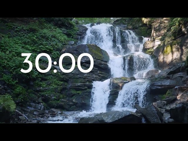 30-Minute Waterfall Timer with Calming Spa Music & Nature Sounds | Focus & Relax