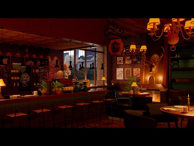 4k Cozy Coffee Shop with Jazz Music | Background Instrumental to Relax, Study, Work