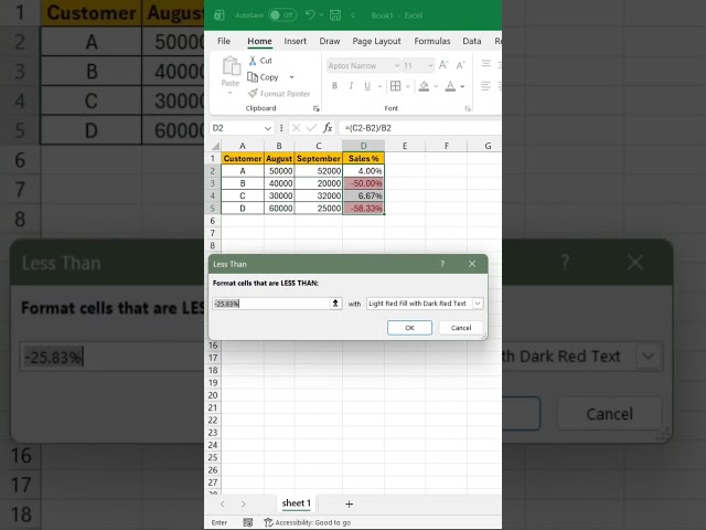 compare sales% in #excel #reelitfeelit #explore #reels #shorts #youtubeshorts #fyp #ytshorts