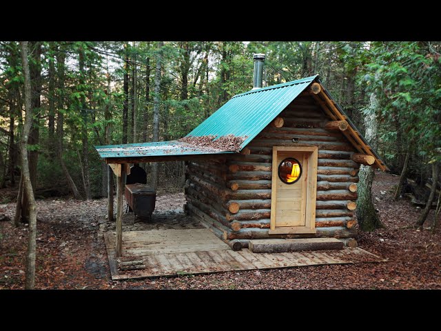 1-Year Building a Cozy Log Cabin in the Woods! (Start-to-Finish ASMR)