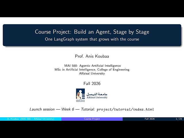 MAI 580 Agentic AI — Course Project: Build an Agent, Stage by Stage (Overview)