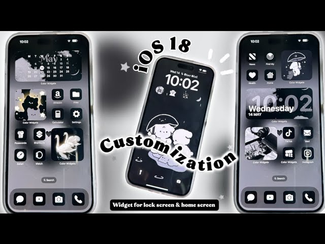 How to make your iPhone Aesthetic🖤 iOS 18 aesthetic icon, widgets, homescren, lock screen tutorial✨