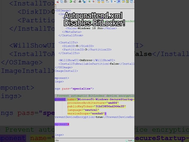 Autounattend.xml Disables BitLocker! #windows10 #windows10installation #windows10tutorial