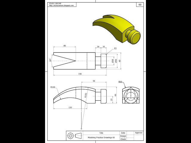 AutoCAD 3D Practice Tutorial | Step-by-Step Design for Beginners - 114 | Easy Method | Hammer