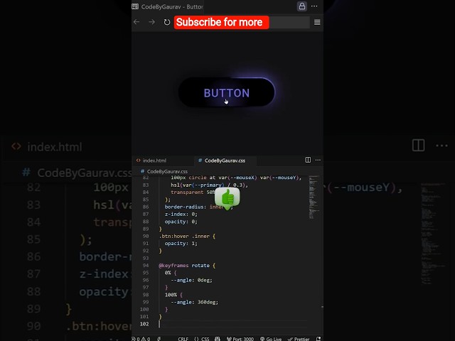 🔥 Amazing Animated HTML Button Using HTML & CSS | Shorts