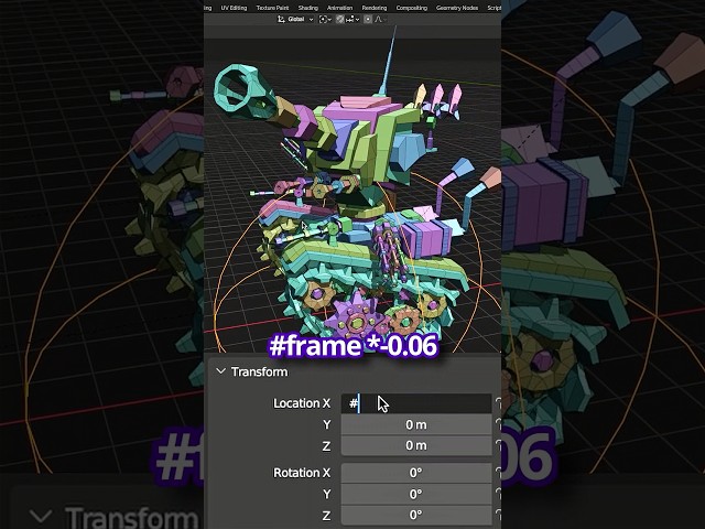 Animating an entire tank with ONE line of math 🚜💨  #blender3d #3danimation #gamedev