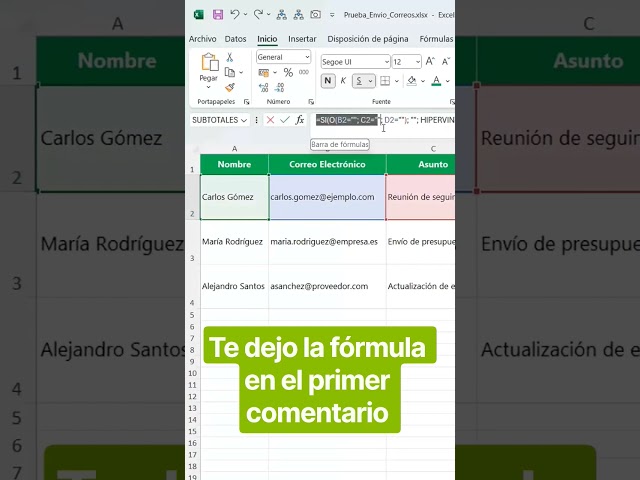 Enviar correos desde Excel #exceltips