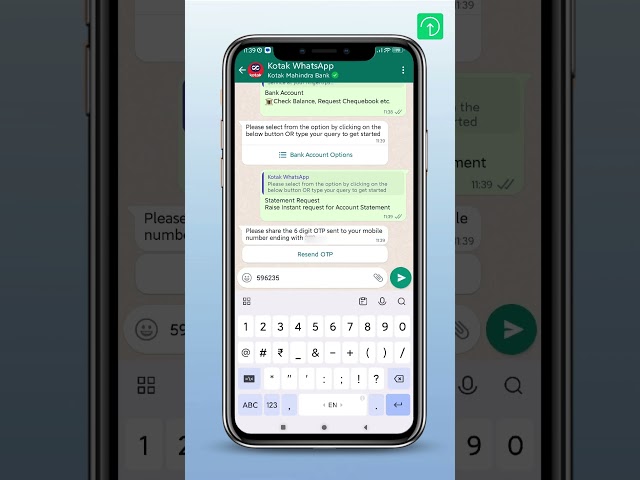 Kotak Mahindra WhatsApp banking process | Download bank statement
