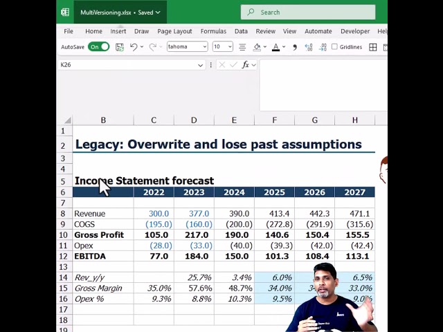 Smart Modeling | Financial Models that retain and rewind past assumptions