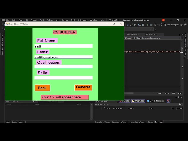 Windows Form Application in Visual Studio C#csharp with Database| Complete Free Education best Video