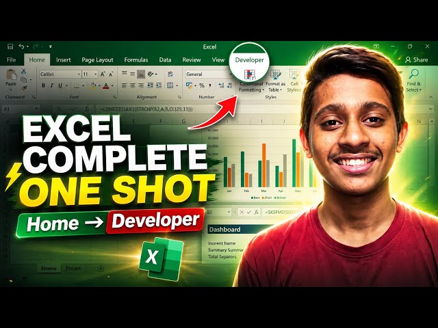 Excel Last Minute Revision (LMR) | All Tabs Quick Guide: Home → Developer🤯😱