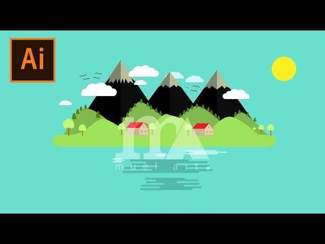 #flatdesign #speedart #illustrator Flat Design Speed Art Simple Island - Adobe Illustrator