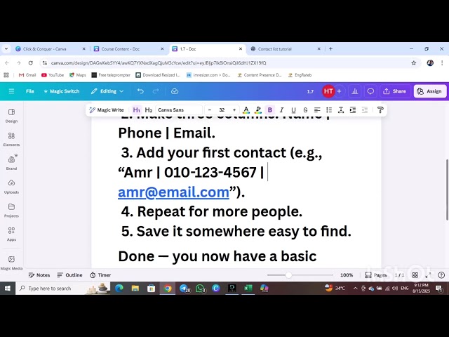 Simple Contact List Practice