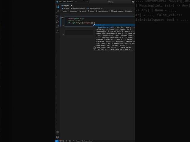I import csv file with pandas and display it to Console in 10 sec using Python   Made with Clipchamp