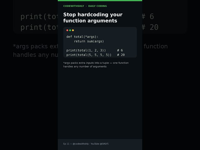 Stop hardcoding your function arguments #Shorts