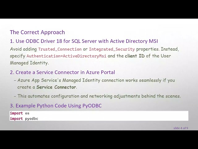 Using User Managed Identity to Authenticate Azure App Service (Python) with Azure SQL Database
