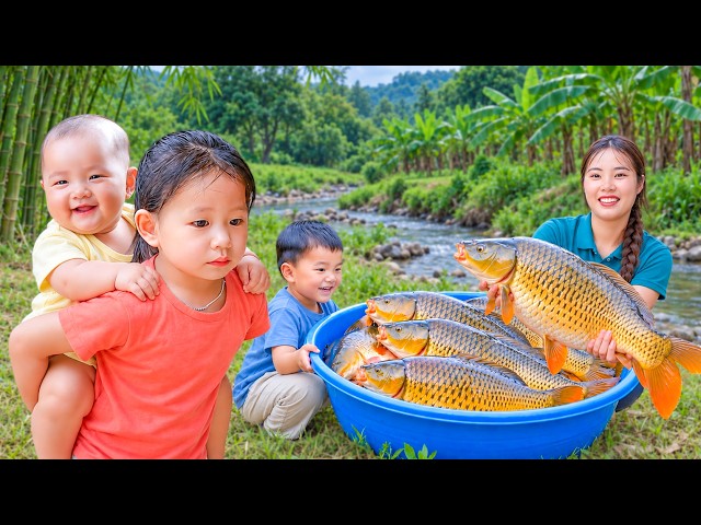Scavenging the Mud for Massive River Fish! | Market Day & Grilling a Huge Fish Dinner | Village Life