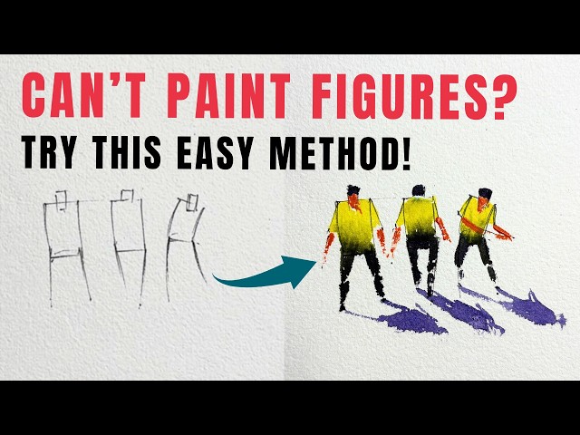 Can't Paint Figures? Start with 3 Simple Boxes! | Easy Watercolour Figures!